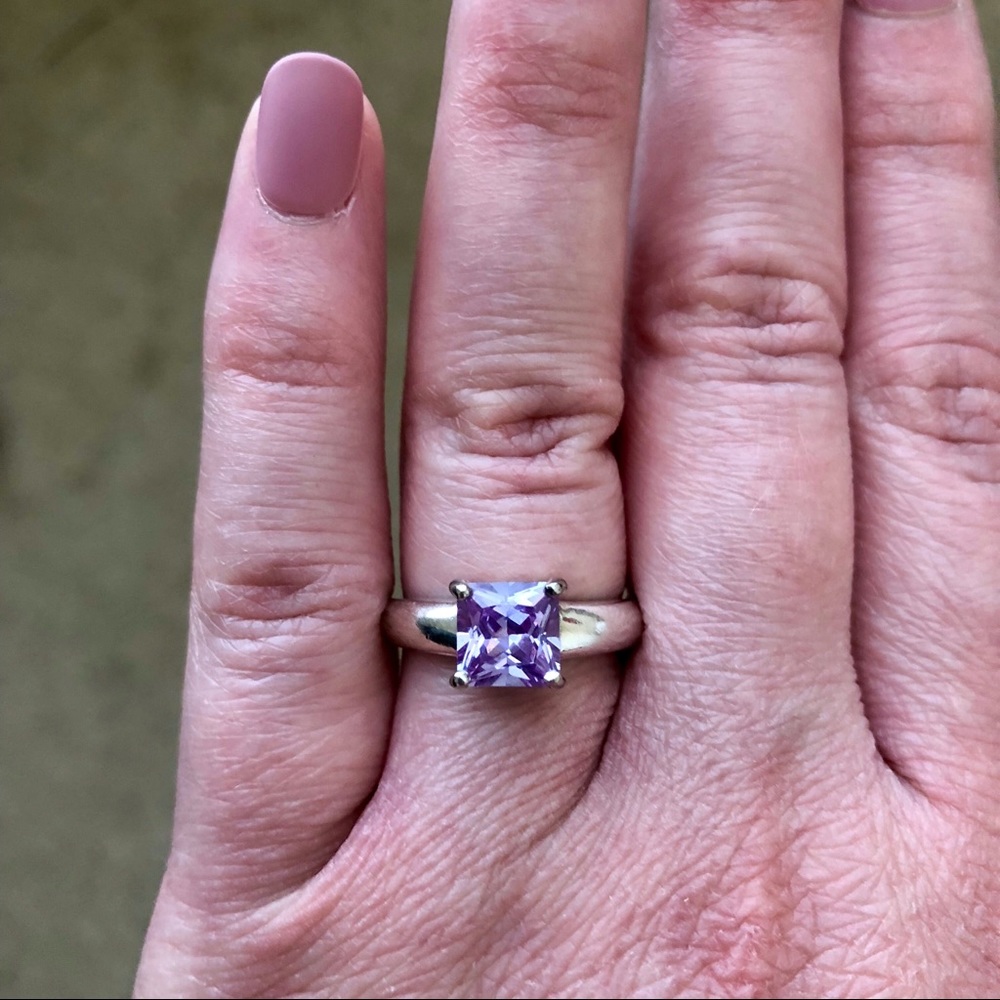 925 Amethyst Square Ring Vintage